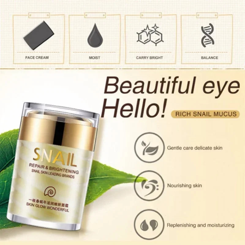 Why?  Your appearance is your first impression!  Snail Collagen Face Cream Anti Aging Whitening Moisture Facial Firming Serum Anti Wrinkles Eye Bags Korean Skin Care Product 60g